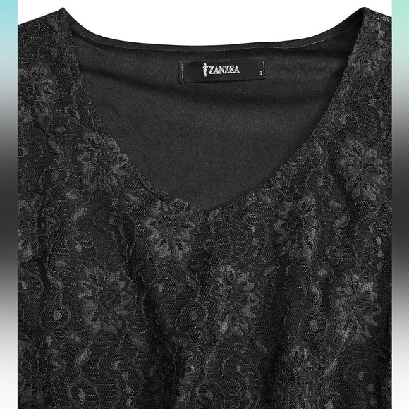 Lace v neck 3/4 bell sleeve mini dress - Picture 4 of 5